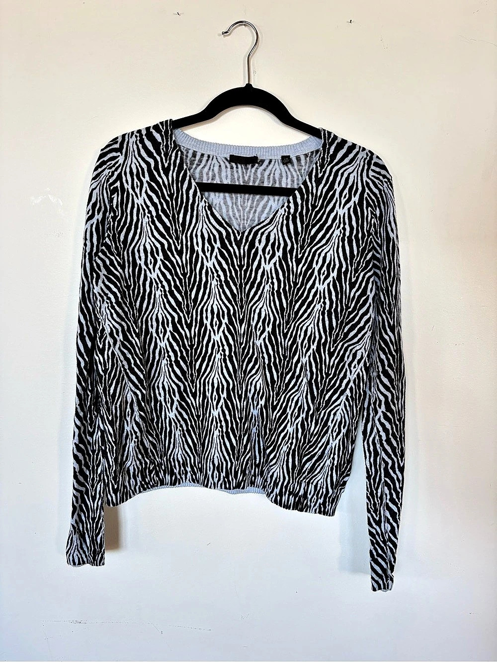 ATM Zebra Print Sweater in Black & White Size Medium